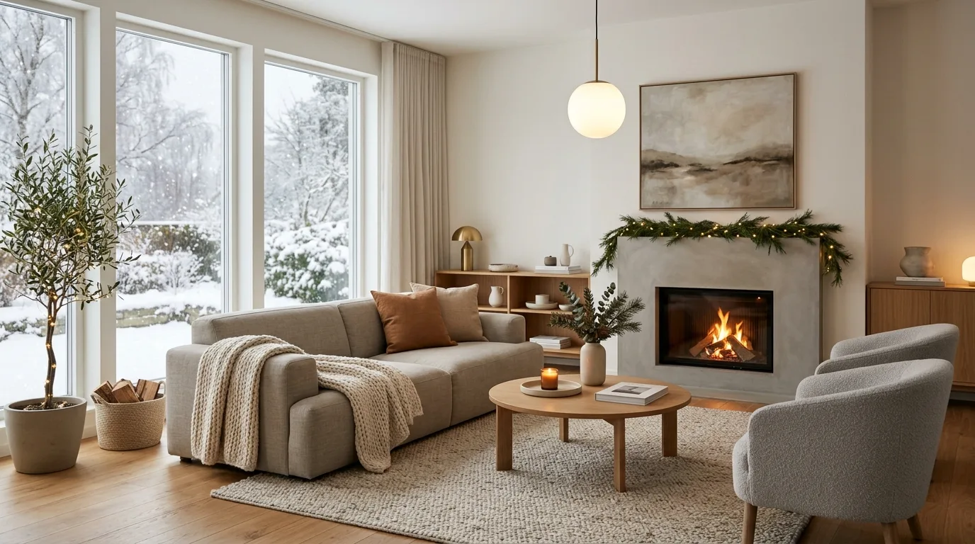 Keep the palette warm and slightly deeper for the season inspiration for a winter living room.